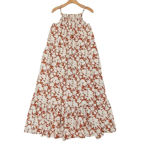Universal Thread Maxi Dress Womens Medium Brown Floral Sleeveless Tiered Beach - Picture 1 of 12